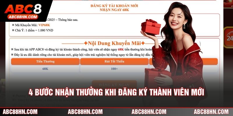 4 bước nhận thưởng khi đăng ký thành viên mới